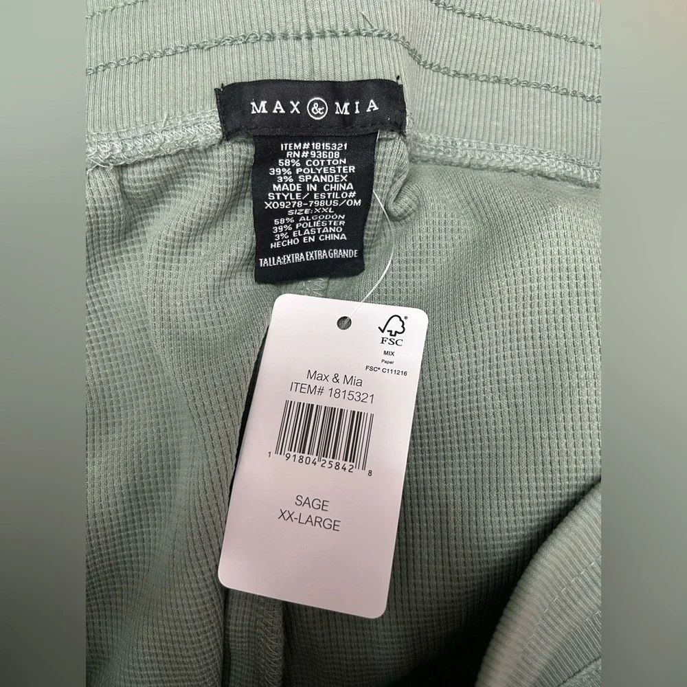 Max & Mia Sage Green XXL Waffle Knit Jogger Pants - Picture 5 of 9